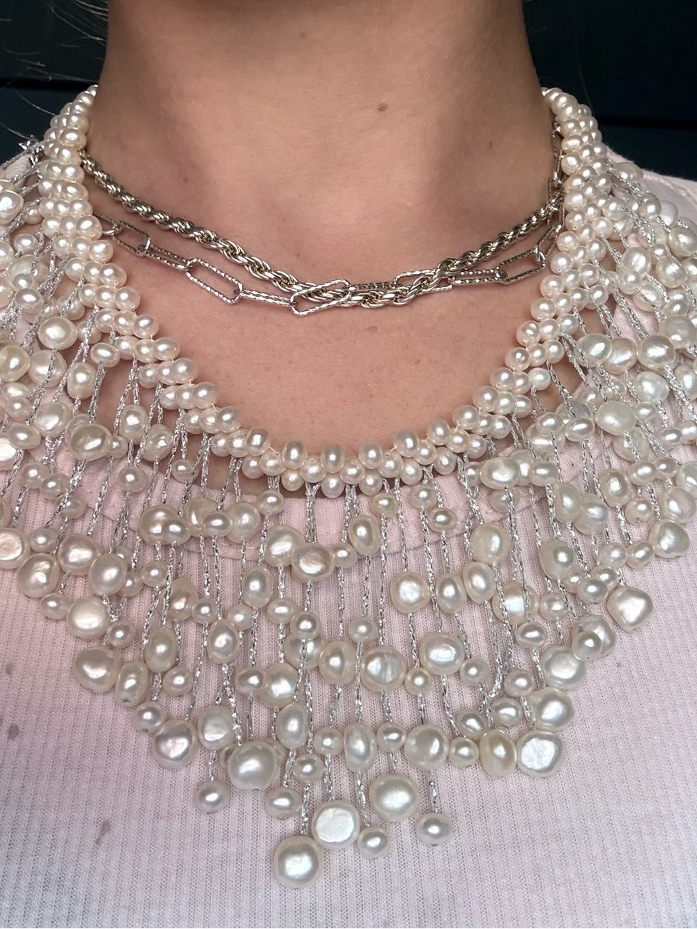 2 statement freshwater pearl necklaces